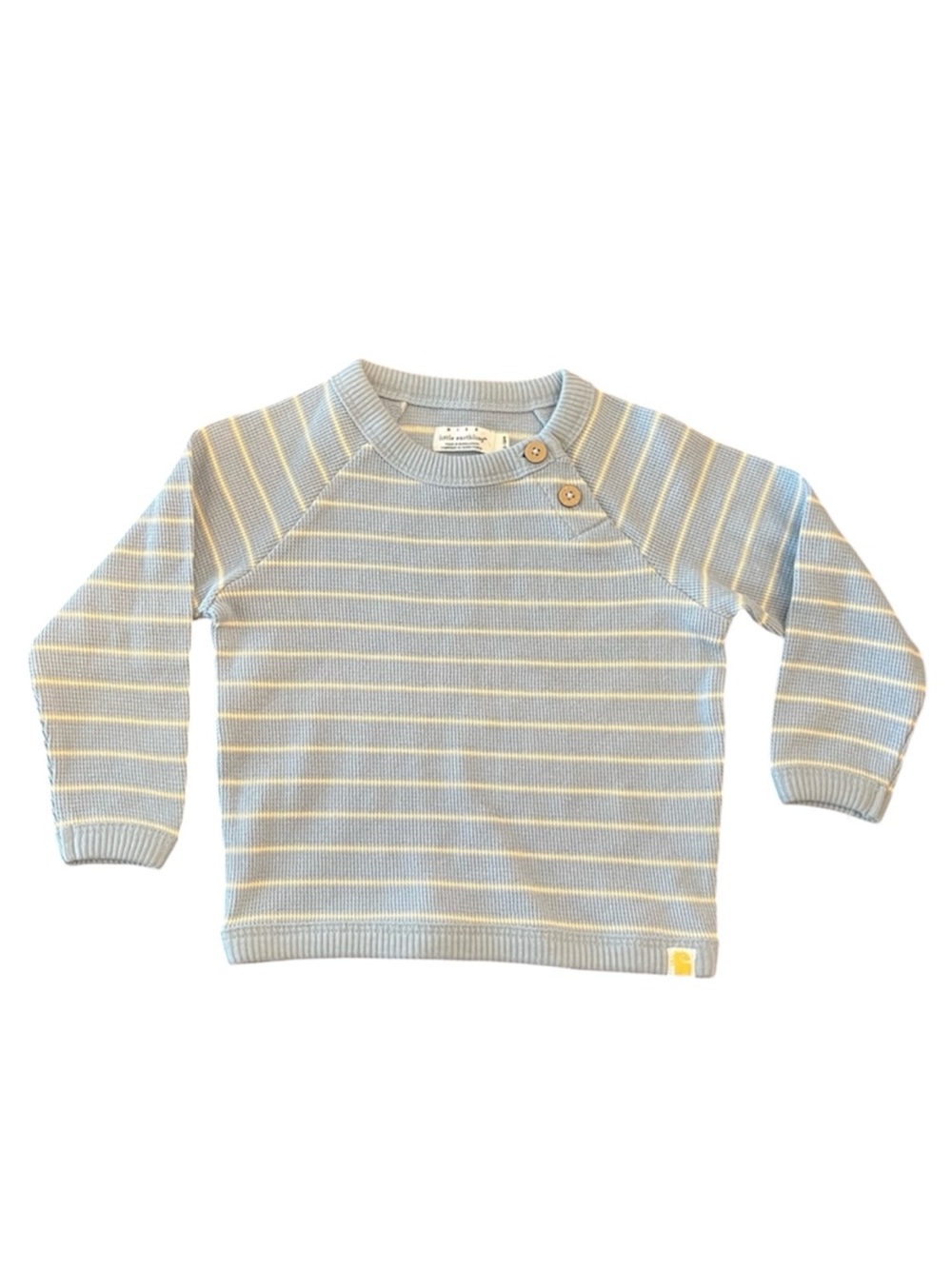Rise Little Earthling Blue Cream Striped Waffle Knit Sweater 12-18M NWT